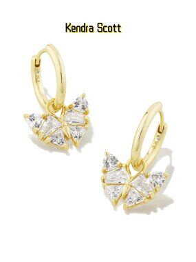 Blair Gold Butterfly Huggie Earrings in White CZ